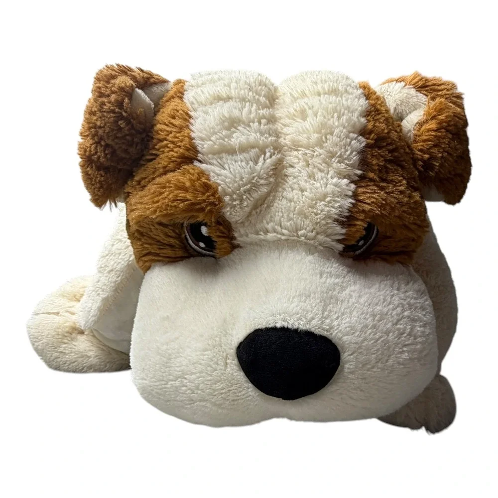 Pillow Chums by Kellytoy Bulldog Plush 2-in-1 Stuffed Animal Pillow Brown White